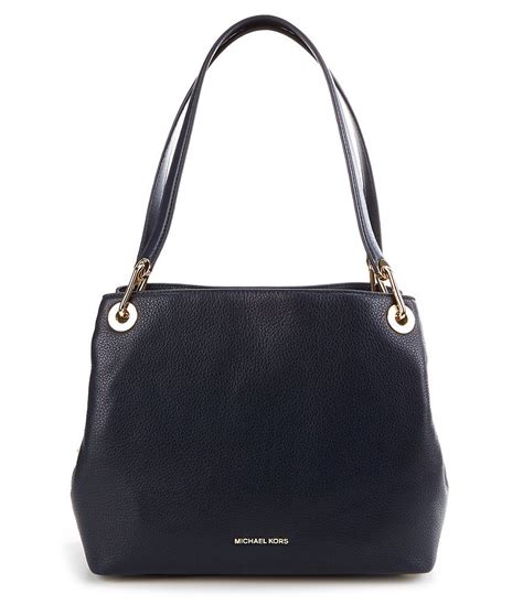 michael michael kors silver-tone raven large shoulder tote black|Michael Kors raven bag.